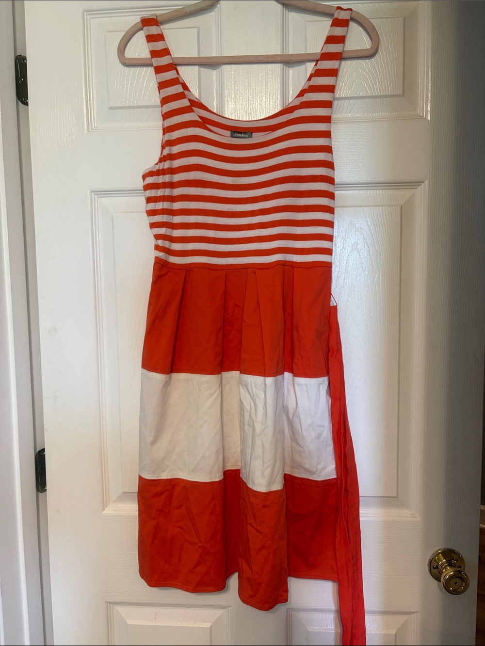 Neiman Marcus Orange and White Striped Tank Dress